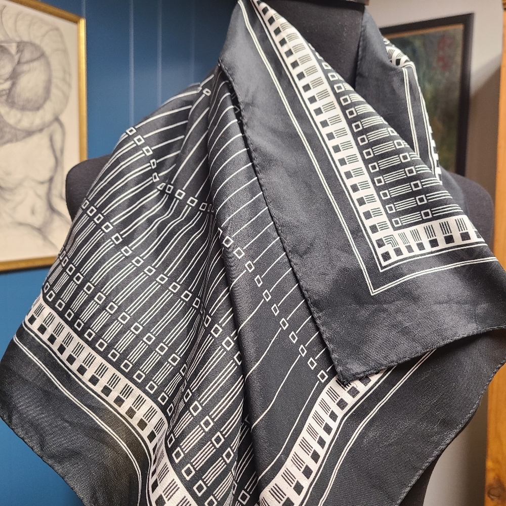 Claude Chevalier Silky Pattern Scarf - Picture 4 of 5